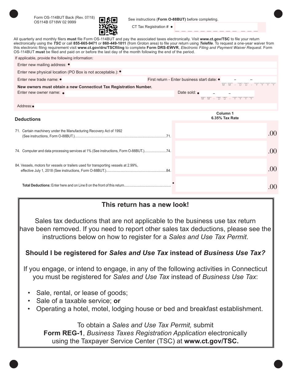 Form OS-114BUT Connecticut Business Use Tax Return - Connecticut, Page 2
