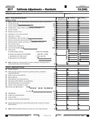 Document preview: Form 540 Schedule CA California Adjustments &quot; Residents - California