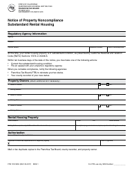 Document preview: Form FTB1010 SRH Notice of Property Noncompliance Substandard Rental Housing - California