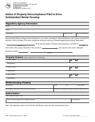 Document preview: Form FTB1012 SRH Notice of Property Noncompliance Filed in Error Substandard Rental Housing - California