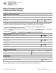 Document preview: Form FTB1011 SRH Notice of Property Compliance Substandard Rental Housing - California