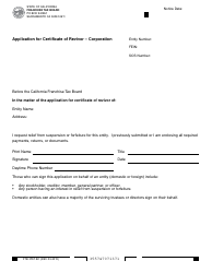 Document preview: Form FTB3557 BC Application for Certificate of Revivor - Corporation - California
