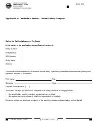 Document preview: Form FTB3557 LLC Application for Certificate of Revivor - Limited Liability Company - California