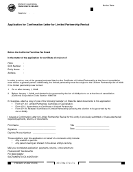 Document preview: Form FTB3557C LP Application for Confirmation Letter for Limited Partnership Revival - California
