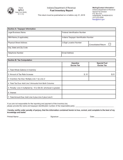 State Form 56305 (IVT-1)  Printable Pdf