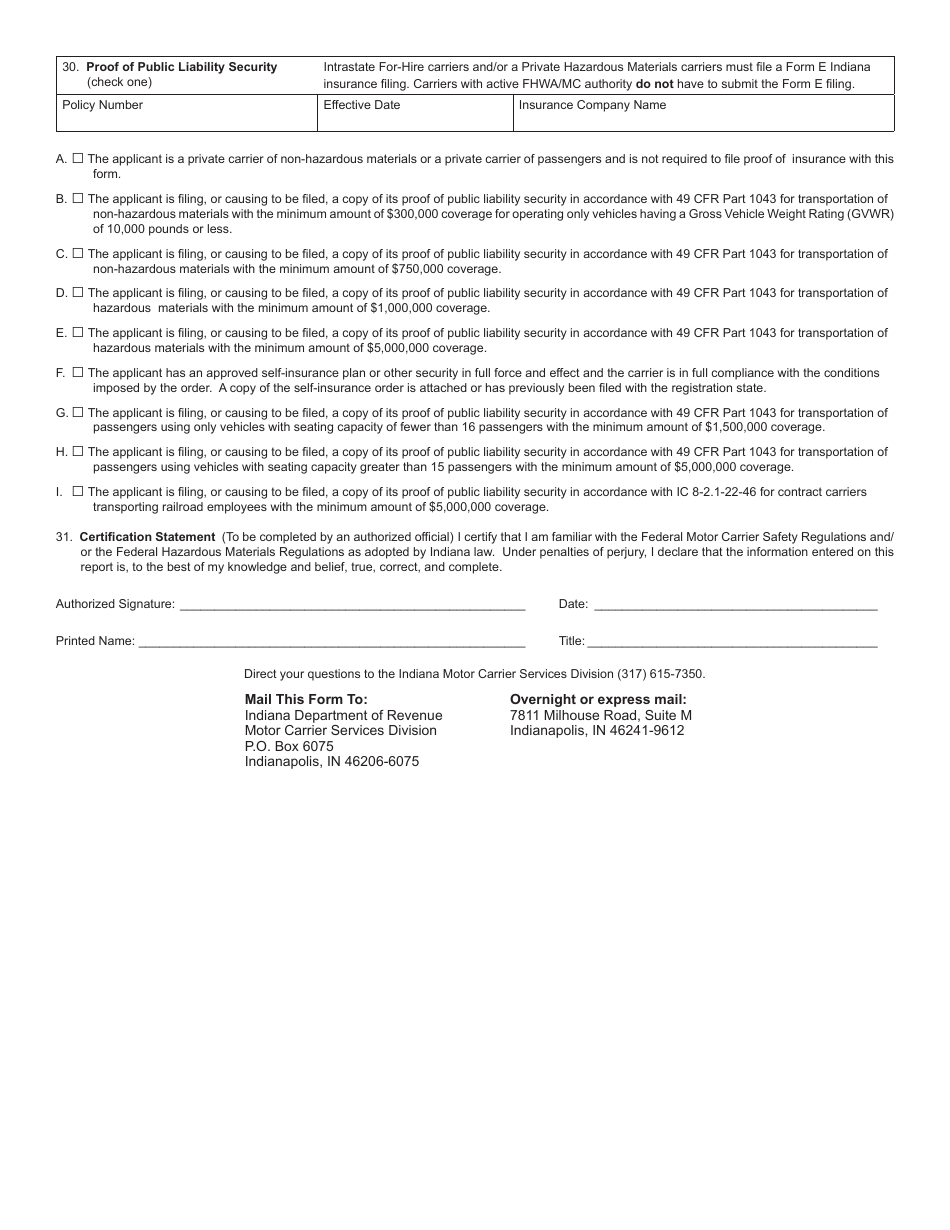 State Form 46918 (BAS-1) Indiana Business Authorization and Safety Application for Intrastate Carriers - Indiana, Page 3
