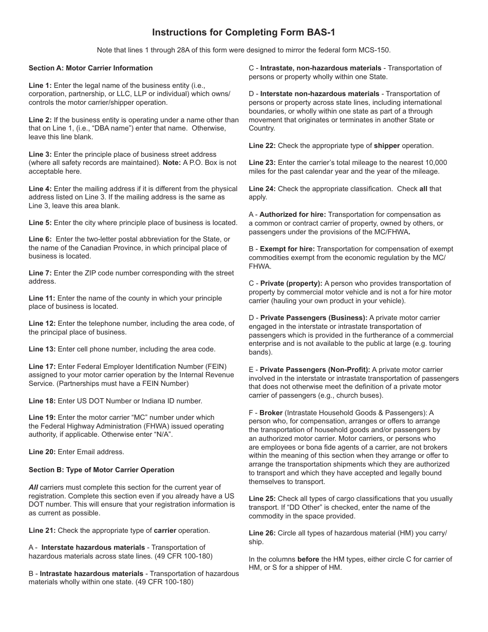 State Form 46918 (BAS-1) Indiana Business Authorization and Safety Application for Intrastate Carriers - Indiana, Page 4