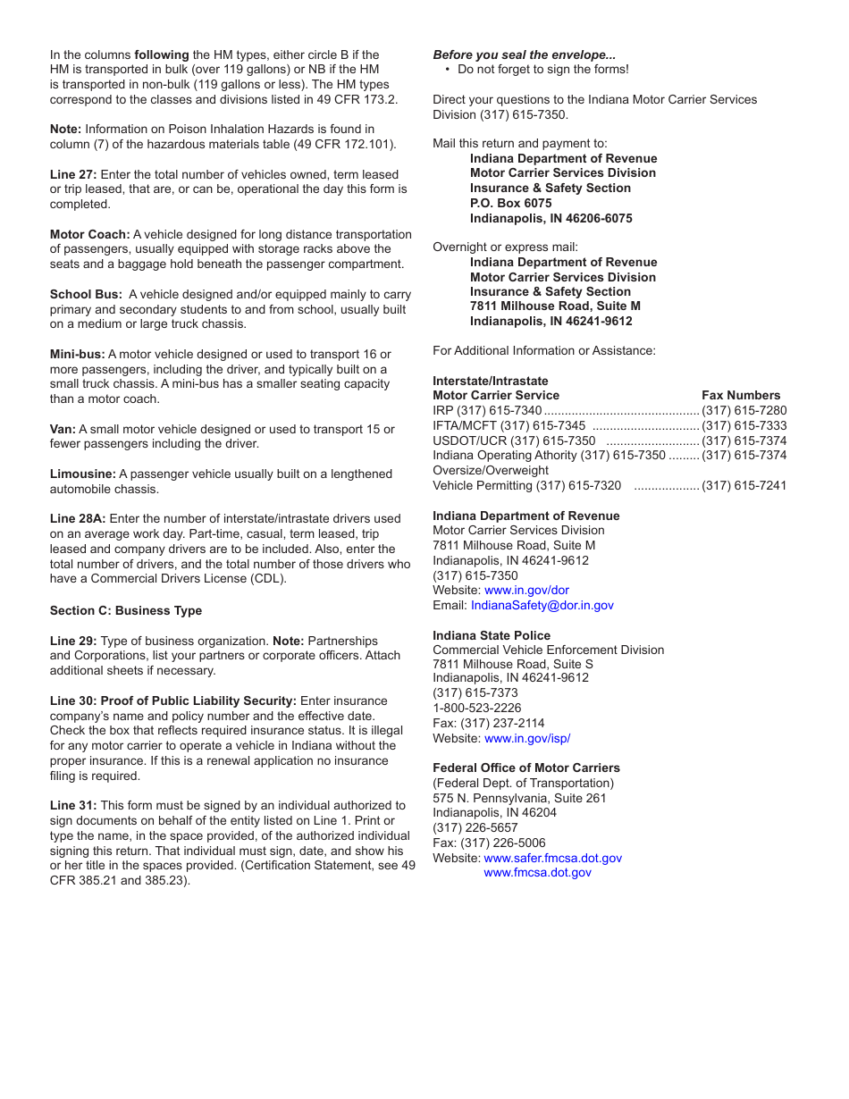 State Form 46918 (BAS-1) Indiana Business Authorization and Safety Application for Intrastate Carriers - Indiana, Page 5