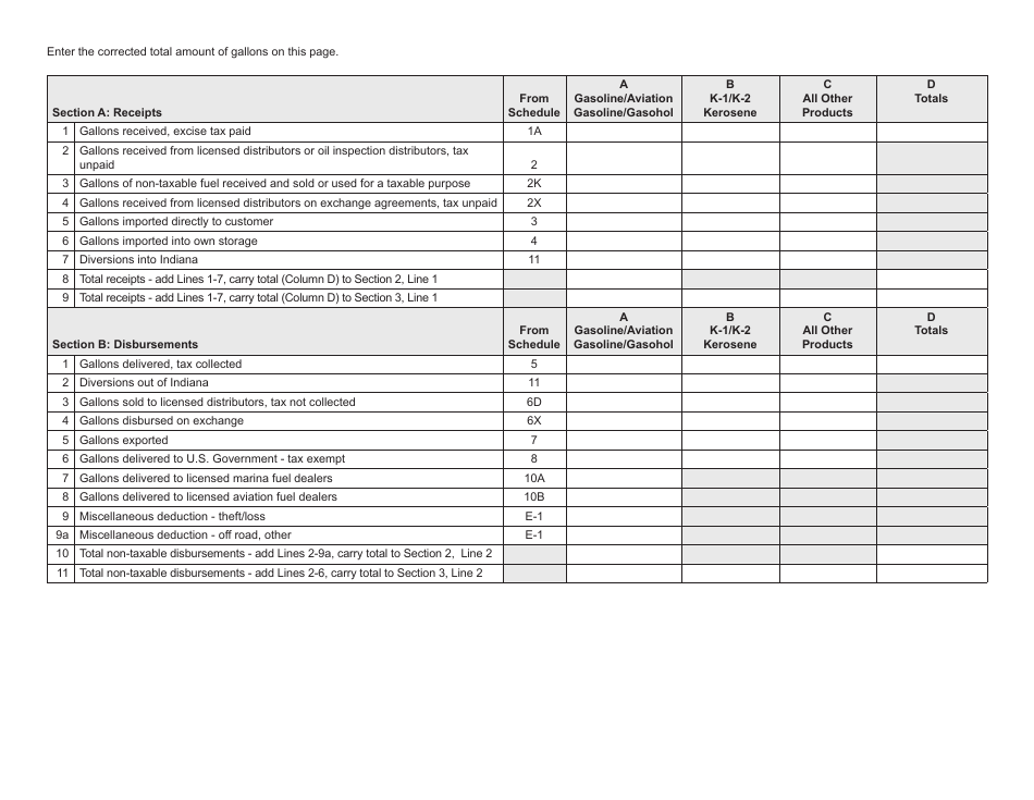State Form 49875 (MF-360X) Amended Consolidated Gasoline Monthly Tax Return - Indiana, Page 3