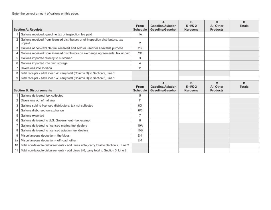 State Form 49276 (MF-360) Consolidated Gasoline Monthly Tax Return - Indiana, Page 3