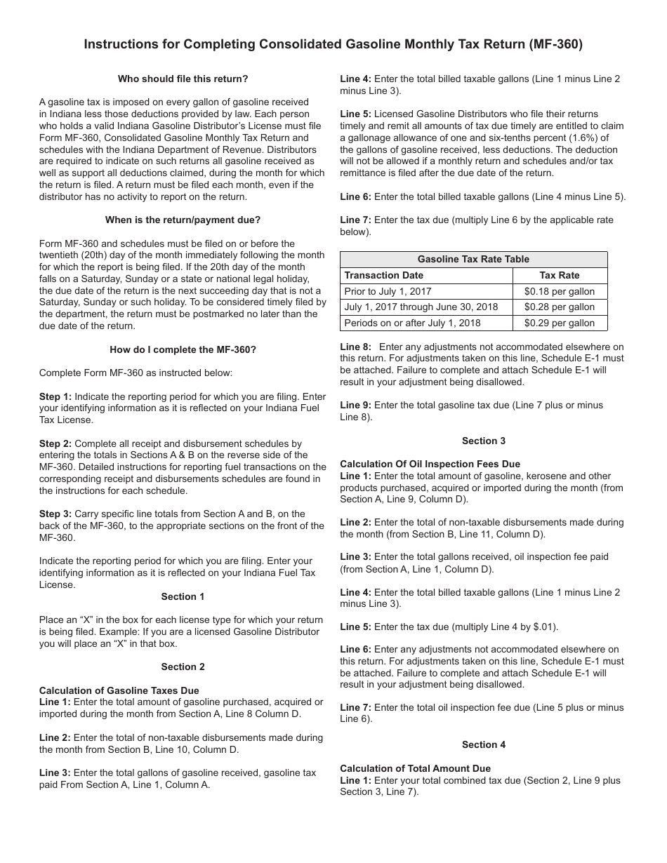 State Form 49276 (MF-360) Consolidated Gasoline Monthly Tax Return - Indiana, Page 4
