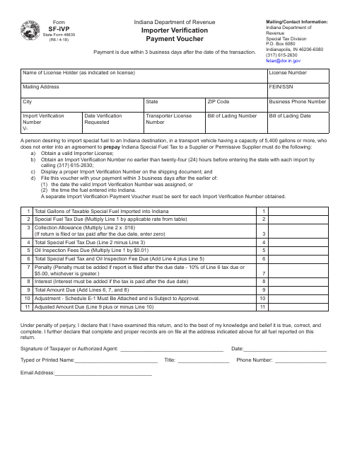 State Form 46635 (SF-IVP)  Printable Pdf