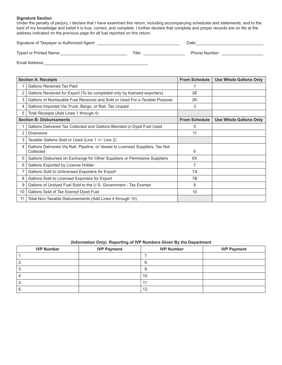 State Form 49877 (SF-900) Consolidated Special Fuel Monthly Tax Return - Indiana, Page 2