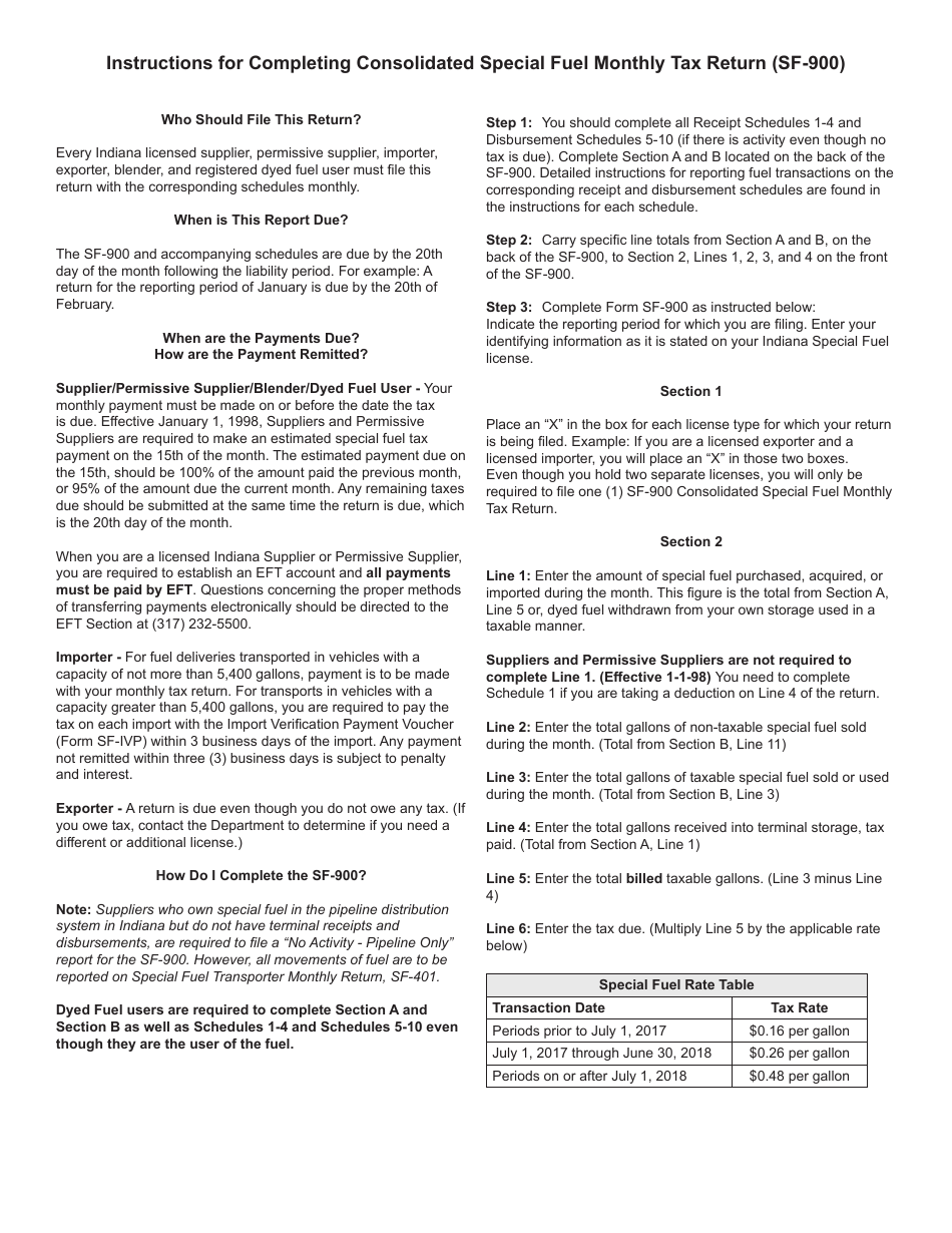 State Form 49877 (SF-900) Consolidated Special Fuel Monthly Tax Return - Indiana, Page 3