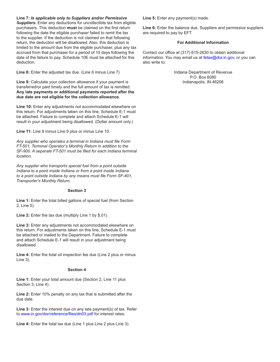 State Form 49877 (SF-900) Consolidated Special Fuel Monthly Tax Return - Indiana, Page 4