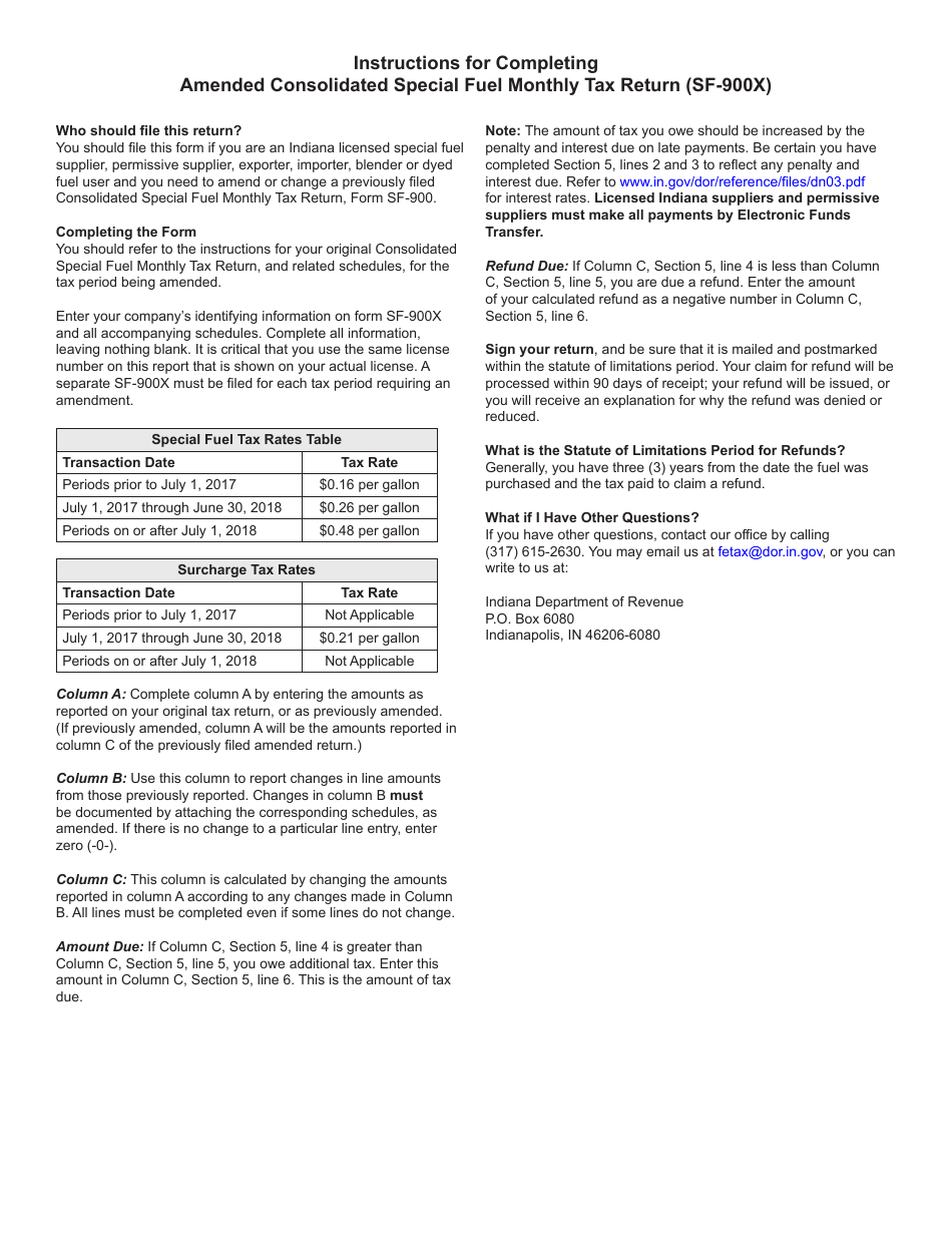 State Form 47737 (SF-900X) Amended Consolidated Special Fuel Monthly Tax Return - Indiana, Page 4