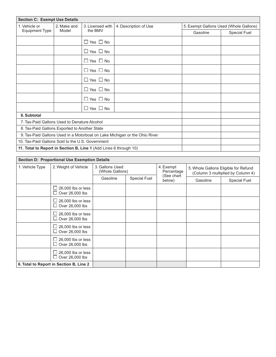 State Form 50854 (REF-1000) Claim for Fuel Tax Refund - Indiana, Page 2