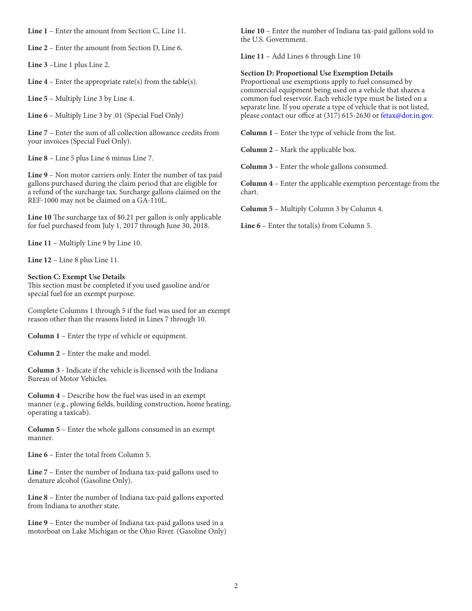 State Form 50854 (REF-1000) Claim for Fuel Tax Refund - Indiana, Page 5