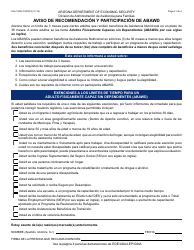 Formulario FAA-1530A FORFFS Aviso De Recomendacion Y Participacion De Abawd - Arizona (Spanish)