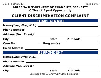 Document preview: Form J-020-FF-LP Client Discrimination Complaint - Arizona