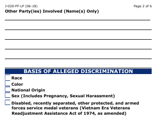 Form J-020-FF-LP Client Discrimination Complaint - Arizona, Page 2