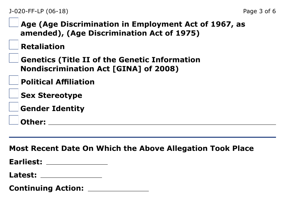 Form J-020-FF-LP Client Discrimination Complaint - Arizona, Page 3