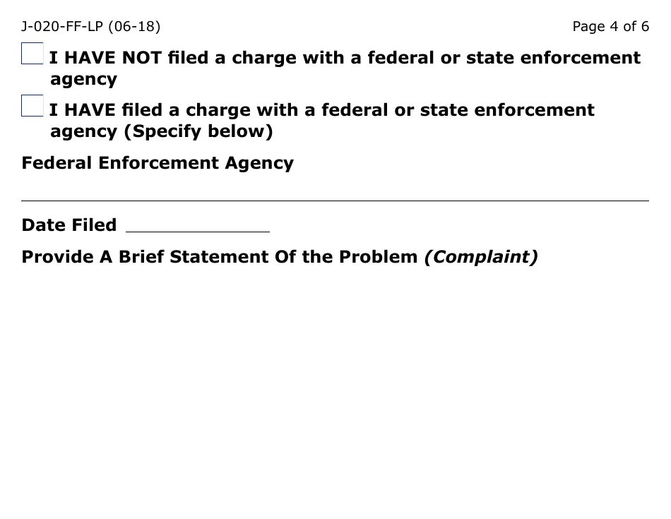 Form J-020-FF-LP Client Discrimination Complaint - Arizona, Page 4