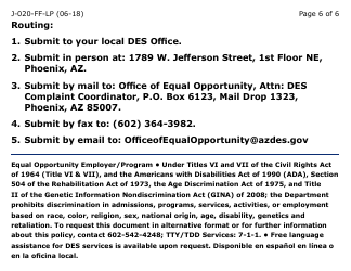 Form J-020-FF-LP Client Discrimination Complaint - Arizona, Page 6