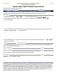Document preview: Form FA-155-2-FF Recent Employment/Training Background - Arizona
