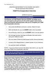 Form FAA-1585APAM TANF Pre-cooperation Interview - Arizona