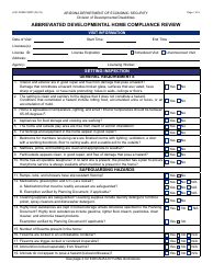 Form LCR-1079B FORFF Abbreviated Developmental Home Compliance Review - Arizona