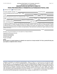 Document preview: Formulario CCA-1141A FORS Inscripcion De Deposito Directo Para Proveedores O Parientes Autorizados Por El Des - Arizona (Spanish)