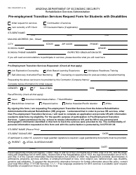 Form RSA-1305AFORFF Pre-employment Transition Services Request Form for Students With Disabilities - Arizona