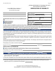 Form FAA-1249A FORFF Verification of Disability - Arizona