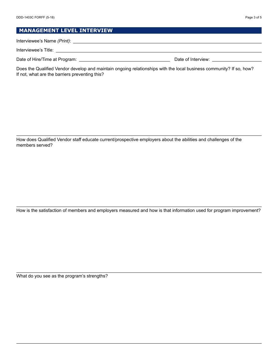 Form DDD-1403C FORFF Quality Assurance Review - Individual Supported Employment - Arizona, Page 3