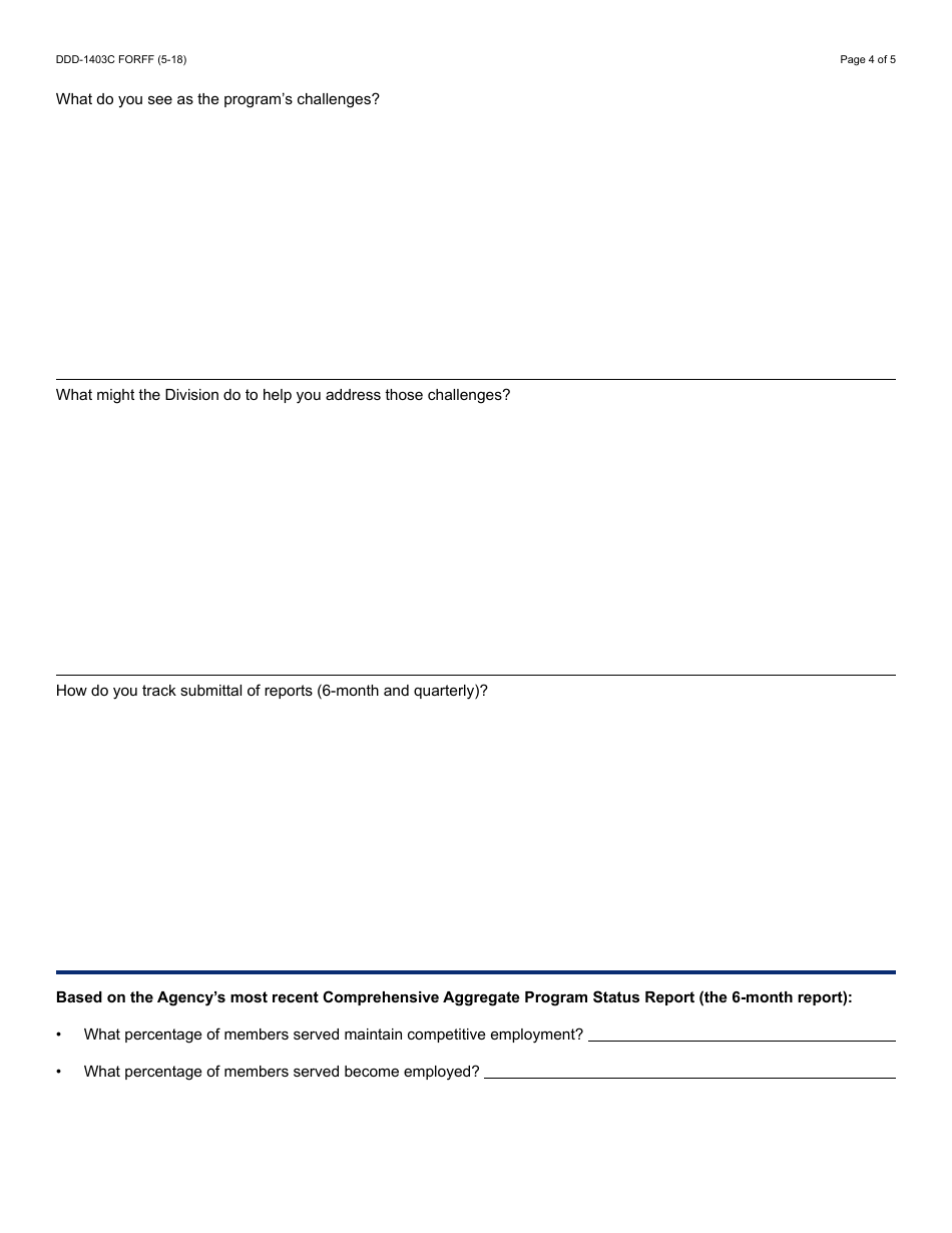 Form DDD-1403C FORFF Quality Assurance Review - Individual Supported Employment - Arizona, Page 4