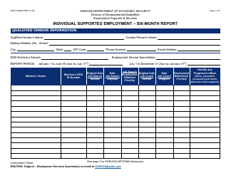 Document preview: Form DDD-1403B FORFF Six-Month Report - Individual Supported Employment - Arizona