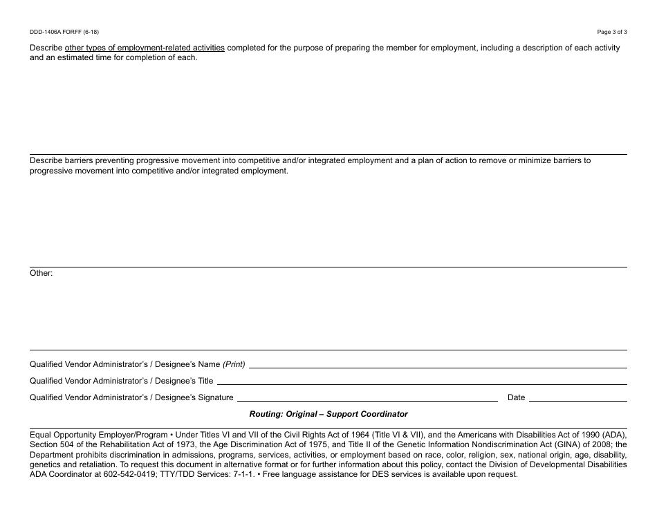 Form DDD-1405A FORFF Quarterly Report - Career Preparation and Readiness - Arizona, Page 3