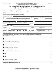 Formulario RSA-1313A FORSPA Autorizacion De Divulgacion De Registros De Rsa (Incluyendo Los Registros Cubiertos Por HIPAA) - Arizona (Spanish)