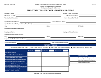 Form DDD-1404A FORFF Quarterly Report - Employment Support Aide - Arizona