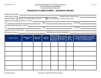 Document preview: Form DDD-1405B FORFF Six-Month Report - Transition to Employment - Arizona