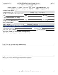 Form DDD-1405C FORFF Quality Assurance Review - Transition to Employment - Arizona