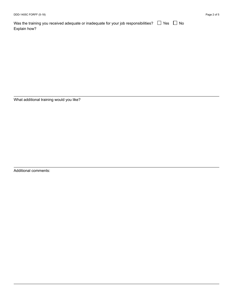 Form DDD-1405C FORFF Quality Assurance Review - Transition to Employment - Arizona, Page 2