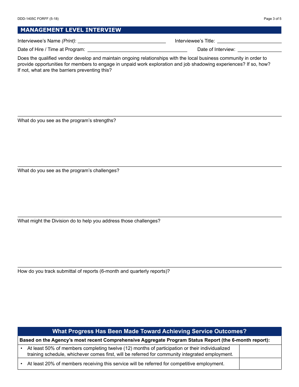 Form DDD-1405C FORFF Quality Assurance Review - Transition to Employment - Arizona, Page 3