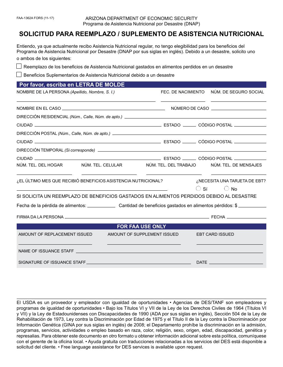 Form FAA-1360A FORNA Appendix 6 Arizona Disaster Nutrition Assistance Program (Dnap) Forms and Desk Aids - Arizona, Page 12