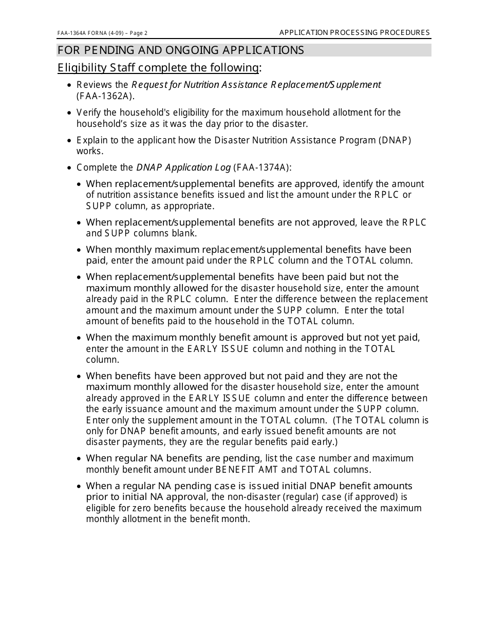 Form FAA-1360A FORNA Appendix 6 Arizona Disaster Nutrition Assistance Program (Dnap) Forms and Desk Aids - Arizona, Page 15