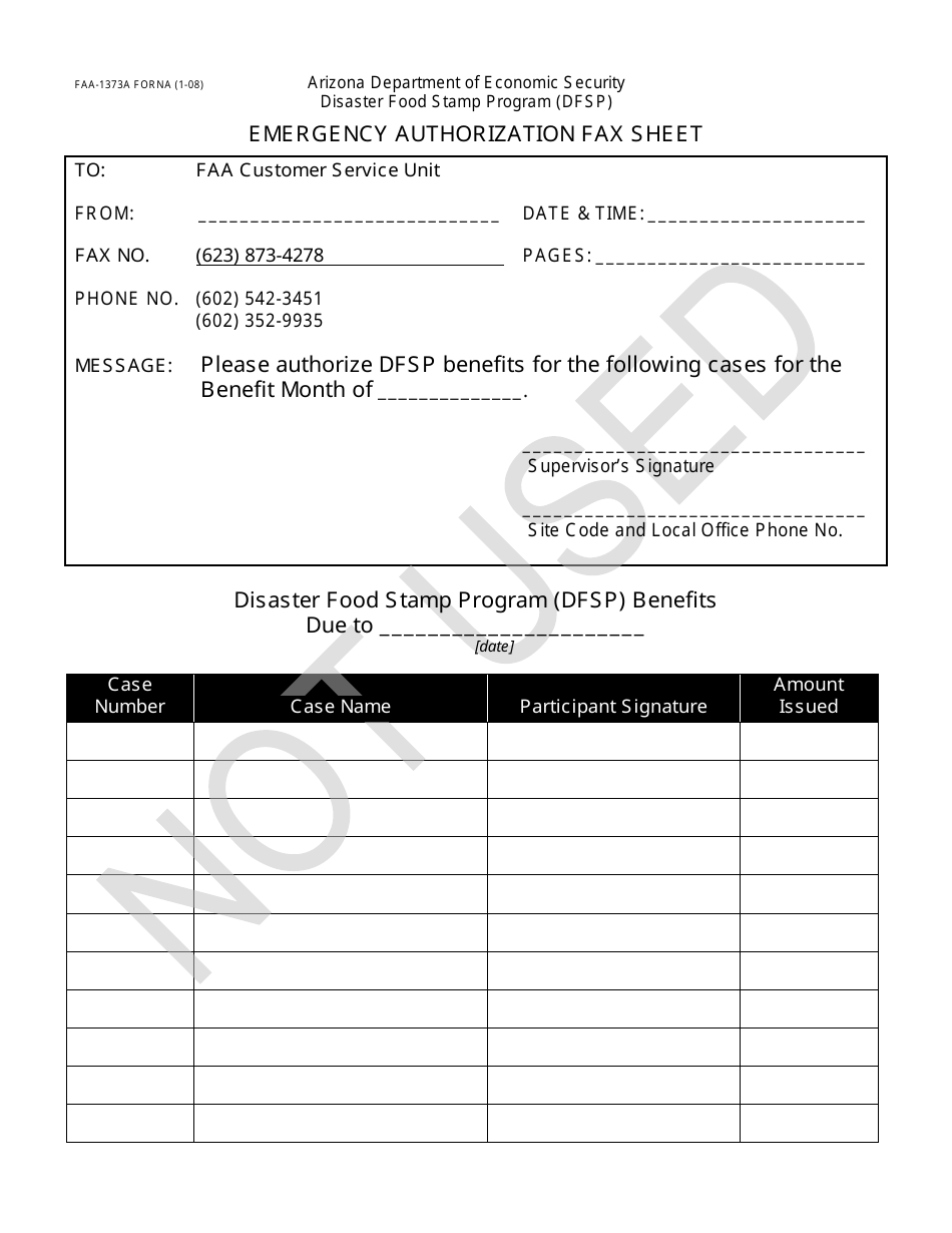 Form FAA-1360A FORNA Appendix 6 Arizona Disaster Nutrition Assistance Program (Dnap) Forms and Desk Aids - Arizona, Page 34