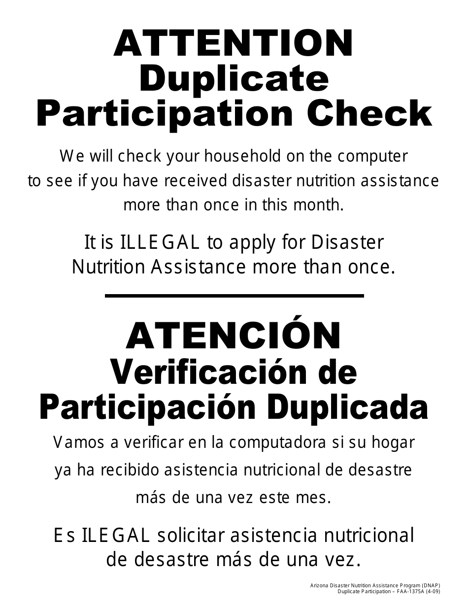 Form FAA-1360A FORNA Appendix 6 Arizona Disaster Nutrition Assistance Program (Dnap) Forms and Desk Aids - Arizona, Page 38
