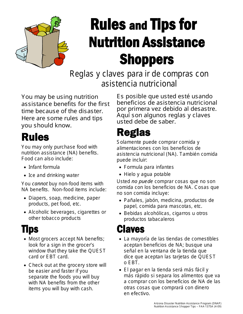 Form FAA-1360A FORNA Appendix 6 Arizona Disaster Nutrition Assistance Program (Dnap) Forms and Desk Aids - Arizona, Page 39