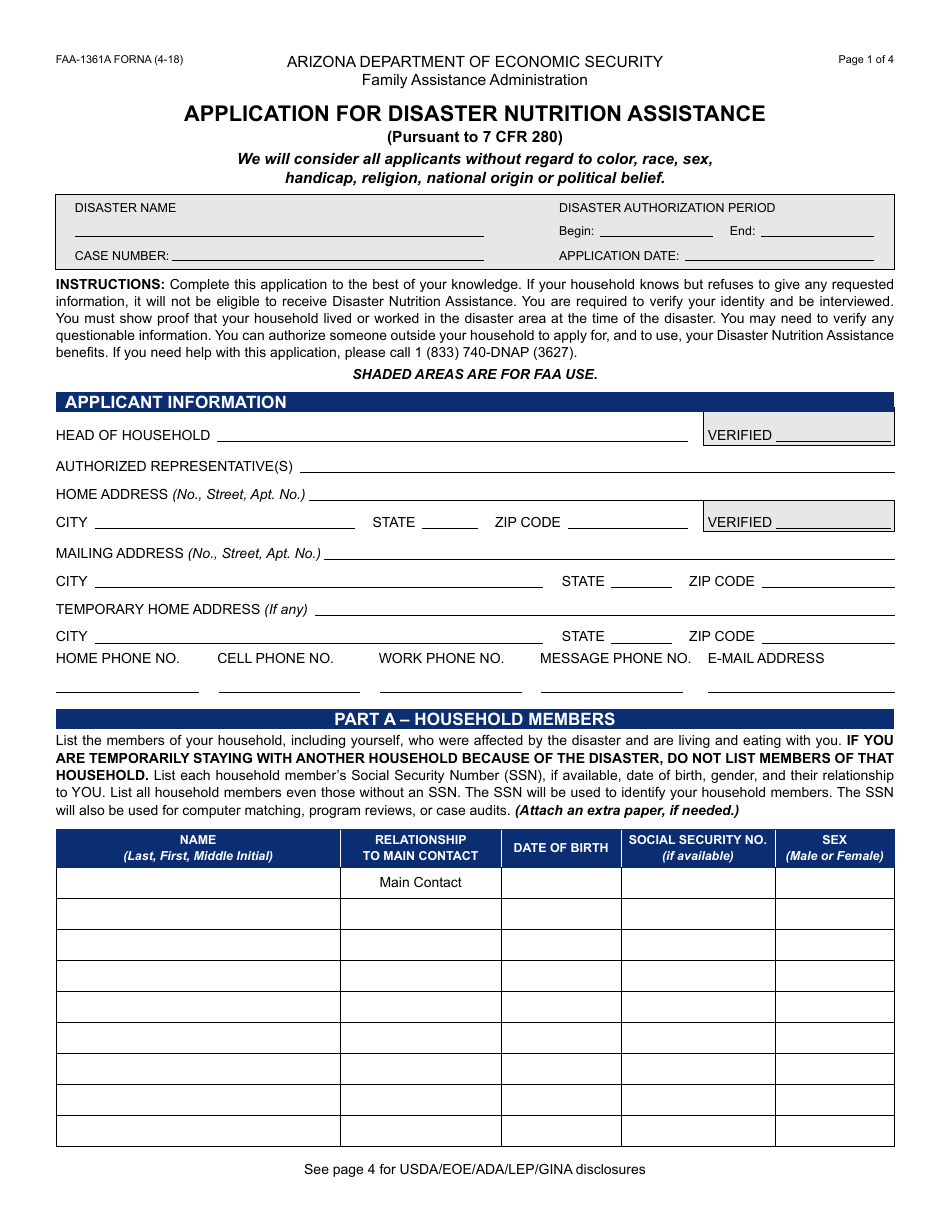 Form FAA-1360A FORNA Appendix 6 Arizona Disaster Nutrition Assistance Program (Dnap) Forms and Desk Aids - Arizona, Page 3